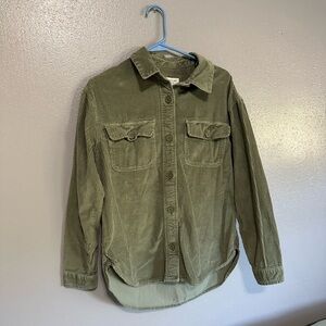 American Eagle Outfitters Green Corduroy Button-Up Shirt